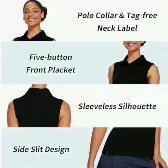 BNWT CQC Sports Black Sleeveless Golf Shirt Size XL - Picture 3 of 11